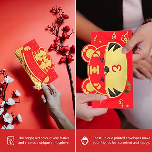 jojofuny Kineski pokloni 12kom kineske crvene koverte slatka godina srećni novac poklon koverte paketi kineska Nova Godina Hong Bao