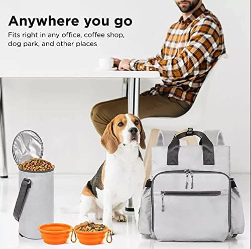Putna torba za pse-Organizator ruksaka za pse - putni komplet za kućne ljubimce u skladu sa aviokompanijom-uključuje veliki jastučić, kanister za hranu i činije -