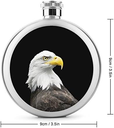 Bald Eagle na Crnom nehrđajućem čeliku Liquor Hip tikvica 5OZ za vino piće okrugli džep prijenosni smiješni Print