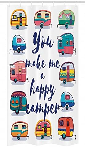 Ampesonne Camper Cuntic, čine me sretnim riječima kamp print retro stil putovanja grafičkim tiskom, tkanina od tkanine kupatilo set sa kukama, 69 w x 70 l, višebojni