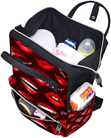 Volim te crvena usta usne ruksak ruksak ruksak za bebe nazivne torbe za promjenu multi funkcije Velika kapacitet putne torbe