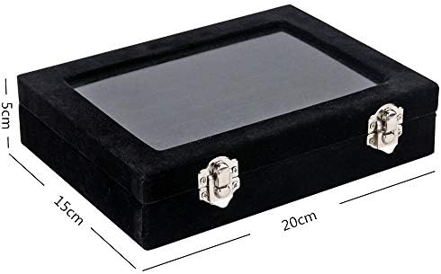 Gslstgs Velvet Glass Nakit zaslon za pohranu kutija za punjenje nakita nakit kutija za držač prstena, 2 clasps