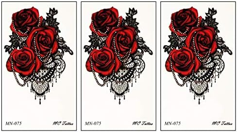 Parita Male tetovaže crvene ruže i ogrlice Cartoon Privremena tetovaža za odrasle muškarci Žene Dječje modne tetovaže Umjetnost čine