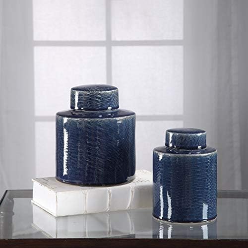 Moj svački kućni elegantni safir plavi ukrasni Jar set 2 keramički đumbir sredinom veka