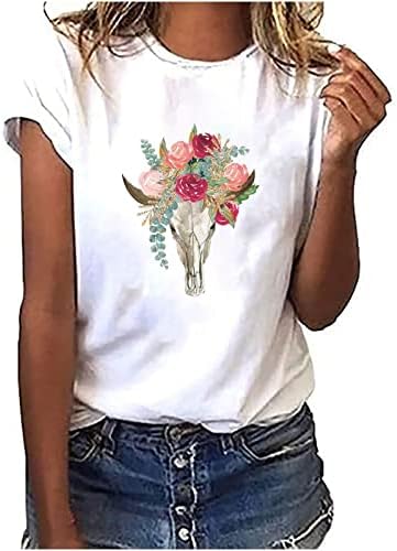 Ženske slatke životinjske tenske cvjetne grafike bluze T majice za dame Crewneck Ljeto Jesen Tees Odjeća Trendi Y2K EZ