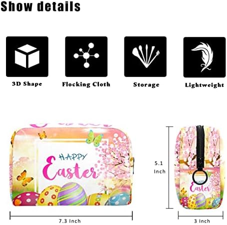 Tbouobt kozmetička torba za žene, šminkerne torbe Sobni toaletni torbica Putni poklon, crtani uskršnji jaja leptir cvijet