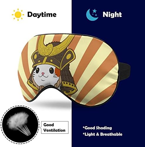 Japanski Bobtail Mačka nosi Samurai masku za spavanje lagana slijepa navlaka maska ​​navlaka za oči s podesivim kaišem za muškarce