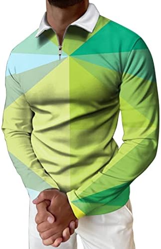 XXBR muške polo majice s dugim rukavima, patentni patentni ovratnik Golf vrhovi Slim Fit mišićni gradijent casual workout Sports majica