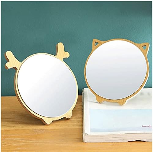 Fxlymr Desktop ogledalo za šminkanje ogledalo za ljepotu jednostavno drveno ogledalo, radna površina, radna površina za djevojčice