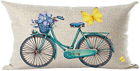 Ramirar ink slikarski akvarel plavi bicikl Bicikl ljubičasti cvijeće leptiri ukrasni lumbalni bacanje jastuk navlakač kućišta kućna