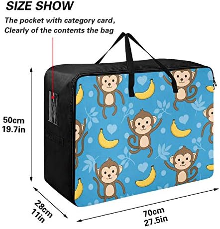 N / A Torba za pohranu odjeće u zemlji za prekrivač - Veliki kapacitet Slatke crtane životinje Monkey organizatori Torba sa patentnim