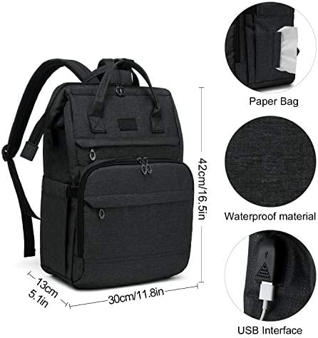 LOVEVOOK torba za pelene ruksak, multifunkcionalni putni ruksak sa vodootpornim prijenosnim podlogom za presvlačenje, uniseks i moderan