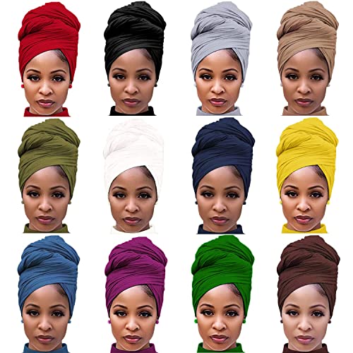 Headwraps for Black Women 4 komada Stretch Jersey Head Wrap Knit Turban Urban Hairband šal Moda Headband Super meka Hair Wraps for
