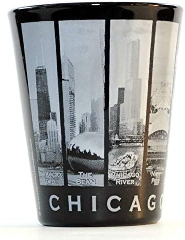 Chicago Illinois 9 prozor B & W Skyline Shot Glass