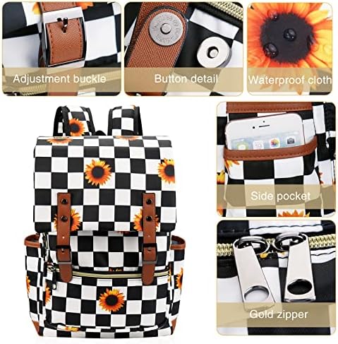 Mcwth Checkered suncokret za laptop sunčat za djevojke, žene za djevojčice, 15,6 inčnih školskih torbica