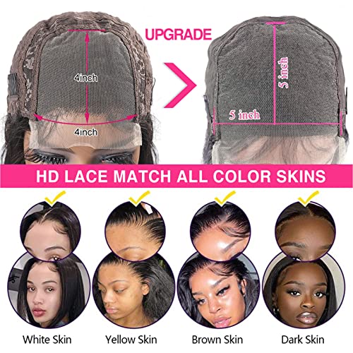 Hoacon 5x5 HD čipkaste perike za zatvaranje ljudska kosa Pre Čupana 5x5 HD perika za zatvaranje za žene 5x5 ravne čipke prednje perike