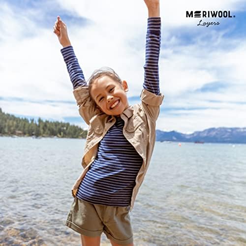 Meriwool Kids Unisex majica s dugim rukavima Termički vedmini Merino vuneni bazni sloj