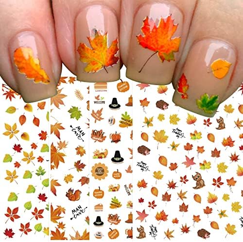 Jesenske naljepnice za nokte -8 listova 3d Javorovo lišće naljepnice za nokte DIY jesenja naljepnica za umjetnost noktiju ukrasi za