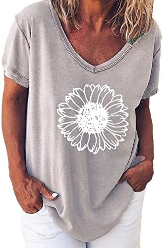Žene Dušo majica Ležerne prilike majica kratki rukav Daisy cvjetni print opušteni fit vrhovi 2023 bt