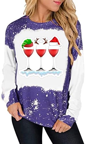 Samo djevojka koja voli vino i božićne vrhove za žene božićne dukseve s dugim rukavom grafičkom majicom vinske stakla