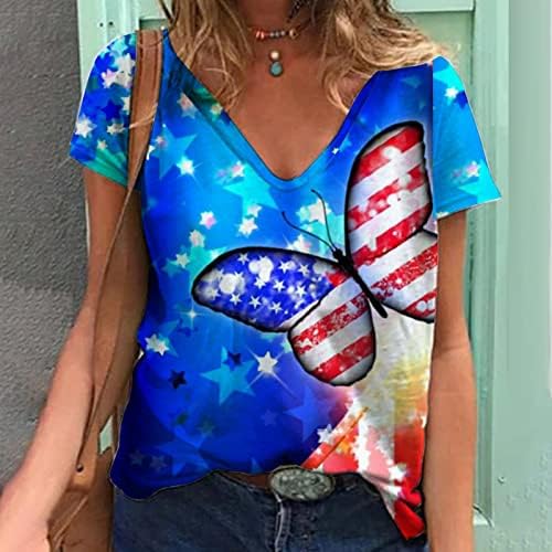 Patriotske majice za žene napravljene u SAD-u kratkih rukava majica Summer Dressy casual majice Tuničke vrhove Pulover