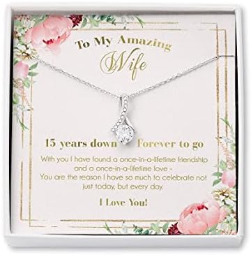 Personalizirani godina i zauvek za običaj Ogrlica s krađenim venčanjem poklon, 15. godišnjica poklona za ženu, godišnjicu vjenčanja nakit poklon ogrlica na rođendan, sa porukama