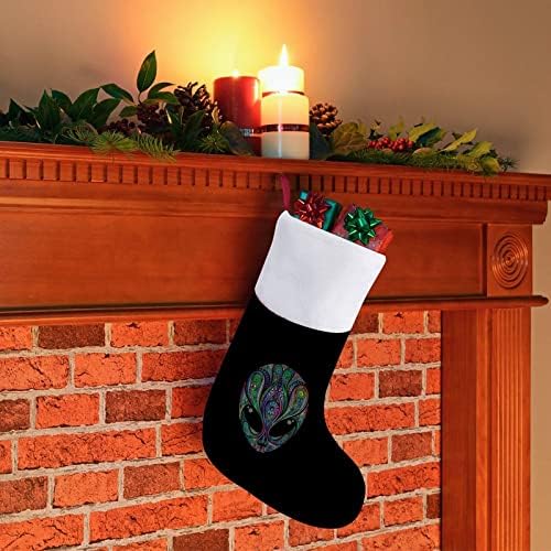 Psihodelični vanzemaljski glava Božićne čarape sa plišanim kaminom visi za Xmas Tree Home Decor Decor