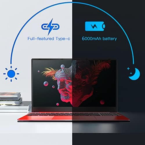 Zyyini 15.6 in Laptop, veliki crveni Notebook računar sa digitalnom dodirnom tablom, 8GB RAM 128GB SSD HD ekran prenosivi Laptop računar,