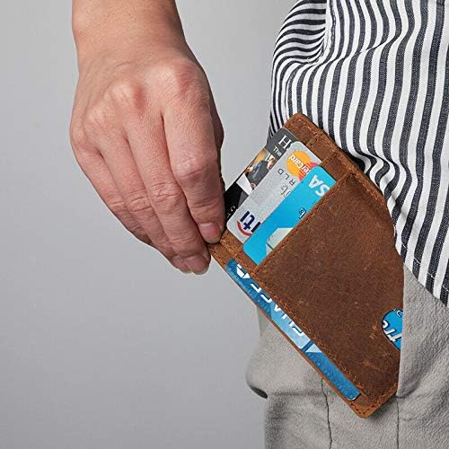 MICROSEVEN Slim minimalistički prednji džep RFID blokirajući kožni novčanik za muškarce žene Brown