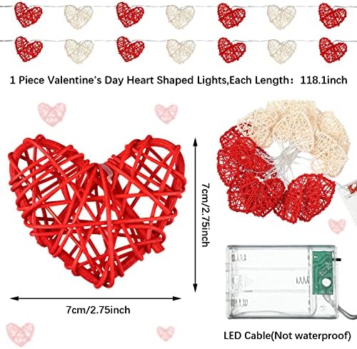 10 noge 20 led u obliku srca niz svjetla za Dan zaljubljenih, Valentinovo dekorativna svjetla Fairy Lights Rattan Vintage svjetla dekoracije za djevojčice spavaća soba majke dan vjenčanja