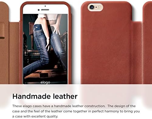 Elago iPhone 6S futrola, [džep od prave kože] [braon-koža]-[Slot za kartice] [ručno rađena torbica] [Premium prava koža] - za iPhone 6 / 6S