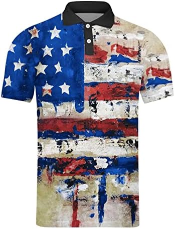 XXBR Patriotske polo majice za muške, Dan nezavisnosti Američka zastava Lakir Short rukavi na vrhu Ležerne prilike za golf