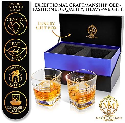 Maketh The Man Crystal Whisky Glass Set-Premium 10oz burbon naočare, staromodan Whisky naočare & Scotch naočare. Dvostruko staromodan