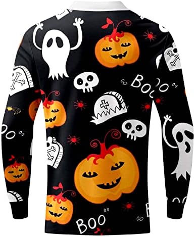 Muški hoodie Halloween bundeve print Halloween s dugim rukavima grafički tees Muški labavi udobni pulover Tunic # 06