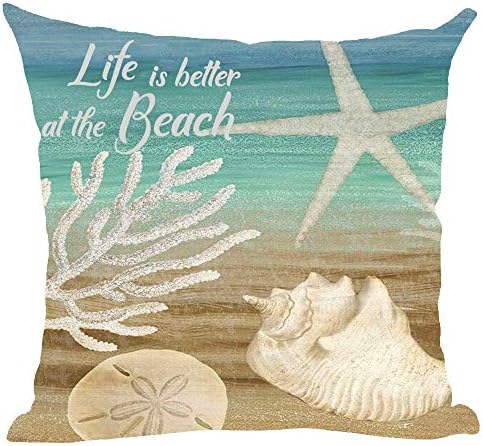 Ramirar akvarel morske alge za spavanje Život je bolji u plaži Ljetni ukrasni bacanje jastuk za pokrov jastuka Kućica Početna Dnevna soba Kauč na kauč na kauč na kauč na kauč na kauč na kauč na kauč na kauč 18 x 18 inča