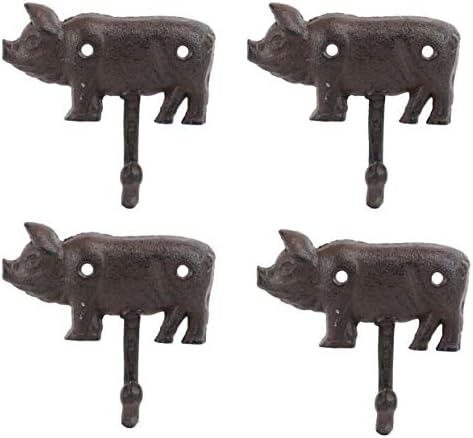 Paket od 4 odvojeno željezo zapadno vintage rustikalna svinjska bakon svinja zidna kuka dekor plake višenamjenski kaputi kaps ključevi