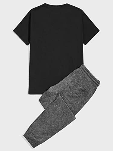 Gorglitter muške odjeće 2 komada grafičko slovo kratkih rukava majica za košulje za crtanje trzaja jogger setovi