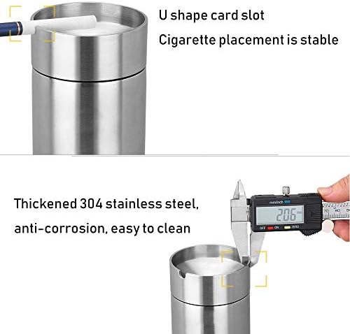 Rahyma Weiping - Ashtray od nehrđajućeg čelika protiv hrđeh Mini prijenosni automobil Ashtray Efektivna vjetrootporna metalna metalna tekstura