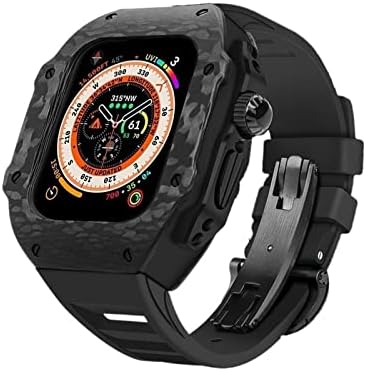 Stiraptie Carbon Fiber Case + Fluororberni band RM mod komplet za Apple Watch Ultra 49mm, fluororberni poklopac kaiševa za IWatch