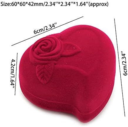 Zzyinh an207 modna dvostruka kutija za baršunasto nakit za skladištenje Case Rose Cvet Cvet srčani oblik Poklon mali nakit