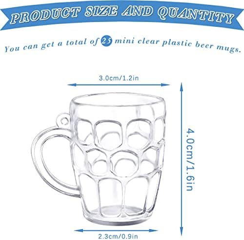 DOERDO 25pieces Mini naočare za pivo Clear Plastic Mug Shot male čaše za sokove Degustacijske naočare za festival piva na otvorenom BBQ, piknike na otvorenom ili Oktoberfest, 0.2 oz