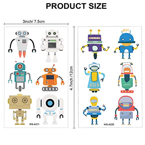 Konsait Robot privremene tetovaže za djecu, lažni roboti tetovaže Dječaci Djevojčice roboti tematska Rođendanska zabava Favorizirajte poklon torbe punila Dječija dekoracija za zabave