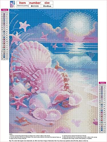 MXJSUA 5D dijamantni setovi, plaža Dijamantna setova ružičaste školjke Dijamantno slikanje Fantasy kompleti za odrasle djeca puna