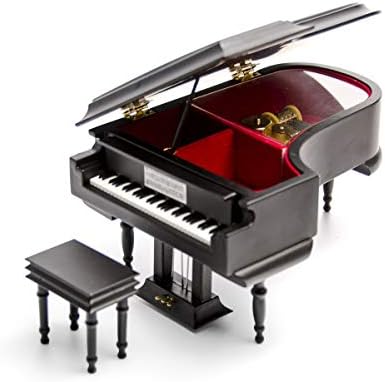 Crna drvena Grand Piano muzička kutija sa odjeljkom za prstenove i naušnice 18 Note glasovinski nakit Music Box - Mnoge pjesme koje treba odabrati - Clair de Lune