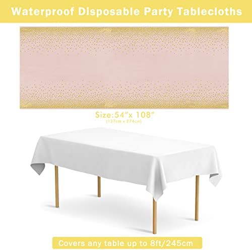CENLBJ roze i zlatne potrepštine za zabavu,jednokratni papirni tanjiri,papirni tanjiri sa ružičastim zlatnim tačkama, salvete,metalik