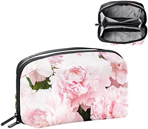 Torba za šminkanje prostrana kozmetička torba torbica torbica torbica sa patentnim zatvaračem žene i djevojke crveni cvijet Fibiscusa na morskim prugama