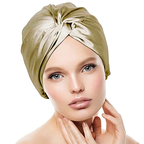 Luckyna New 19 Momme mulberry svilena kapa za žene Njega kose, prirodni svileni noćni poklopac sa elastičnim boravkom na glavi,