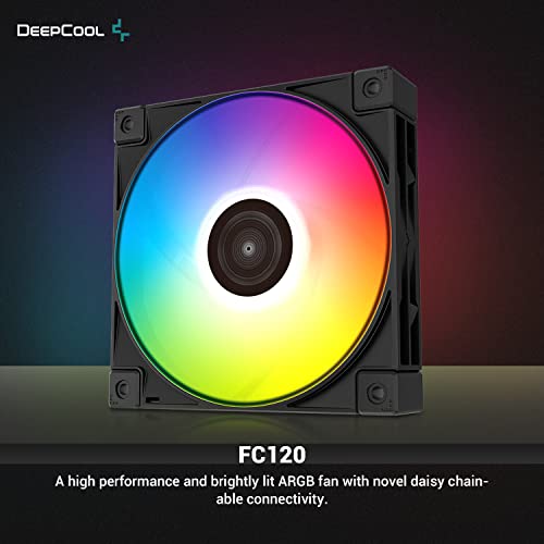 DeepCool FC120 PC Fan 120mm 1800rpm 61.91 CFM FDB ventilator kućišta računara 5V-3pin RGB 4-pinski PWM ventilator za hlađenje miran ispod 28dB visoke performanse za kućišta CPU tečni hladnjaci i CPU Vazdušni Hladnjaci, Crni