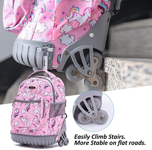 Novi backpack Tilami jednorog za djecu, 18 inča podesiv ruksak za prijenosnog računala sa kotačima za djevojčice do školskog putovanja