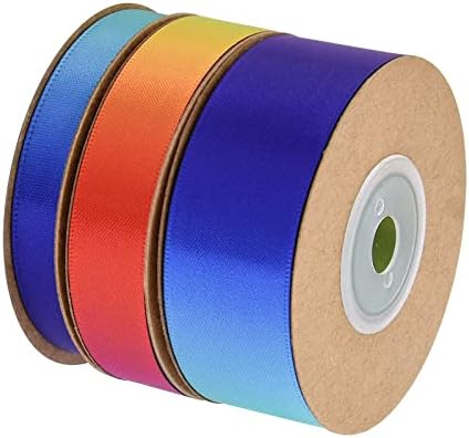 3 Rolls Gradient Rainbow višebojna traka od tkanine - 3 Trake za mrlje različite širine za mašne za umotavanje poklona（3/8，19/32，1 10 dvorišta po rolni)